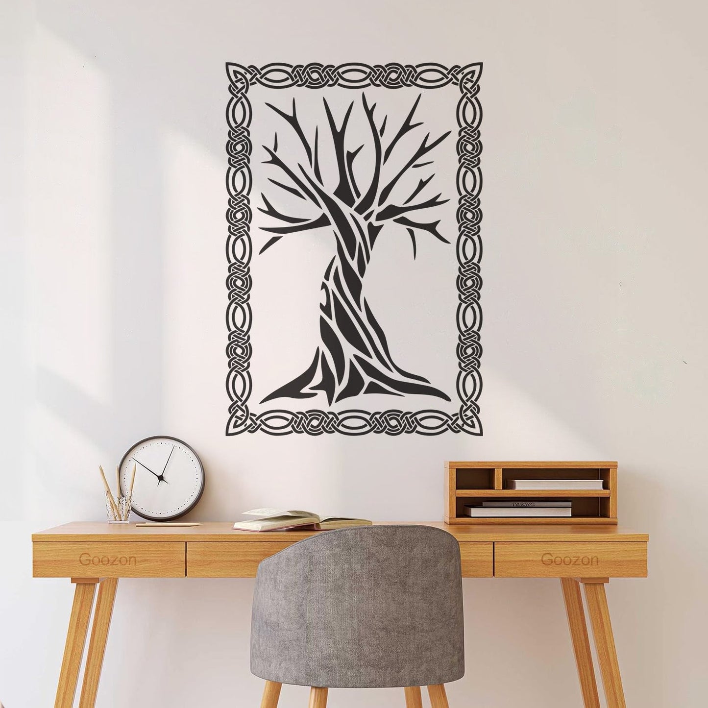 Celtic Ancient Tree Ornament Frame Natural Engraving Stickers Equipped With Transfer Film Kit