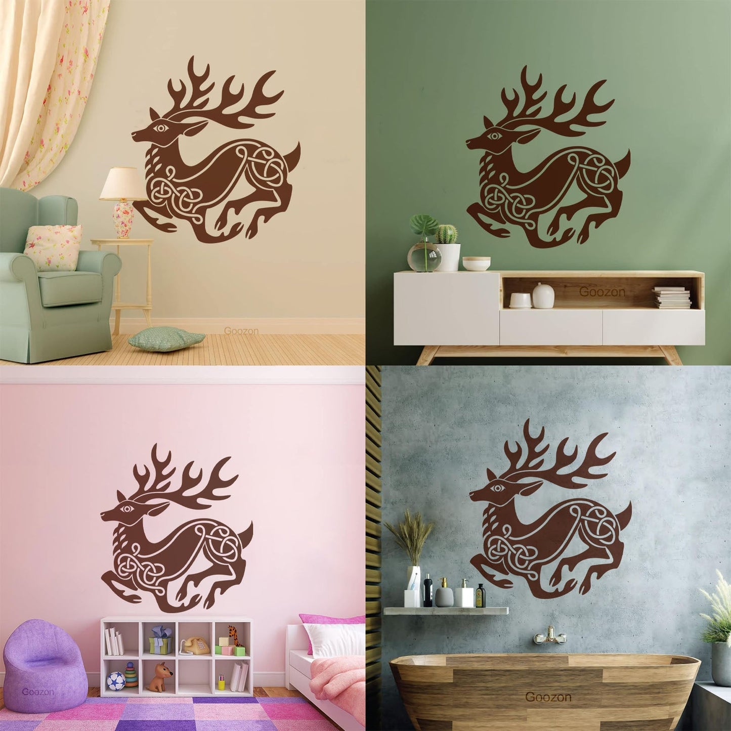Vinyl Wall Stickers Celtic Deer Pattern Animal Irish Ireland It Won'T Fall Off