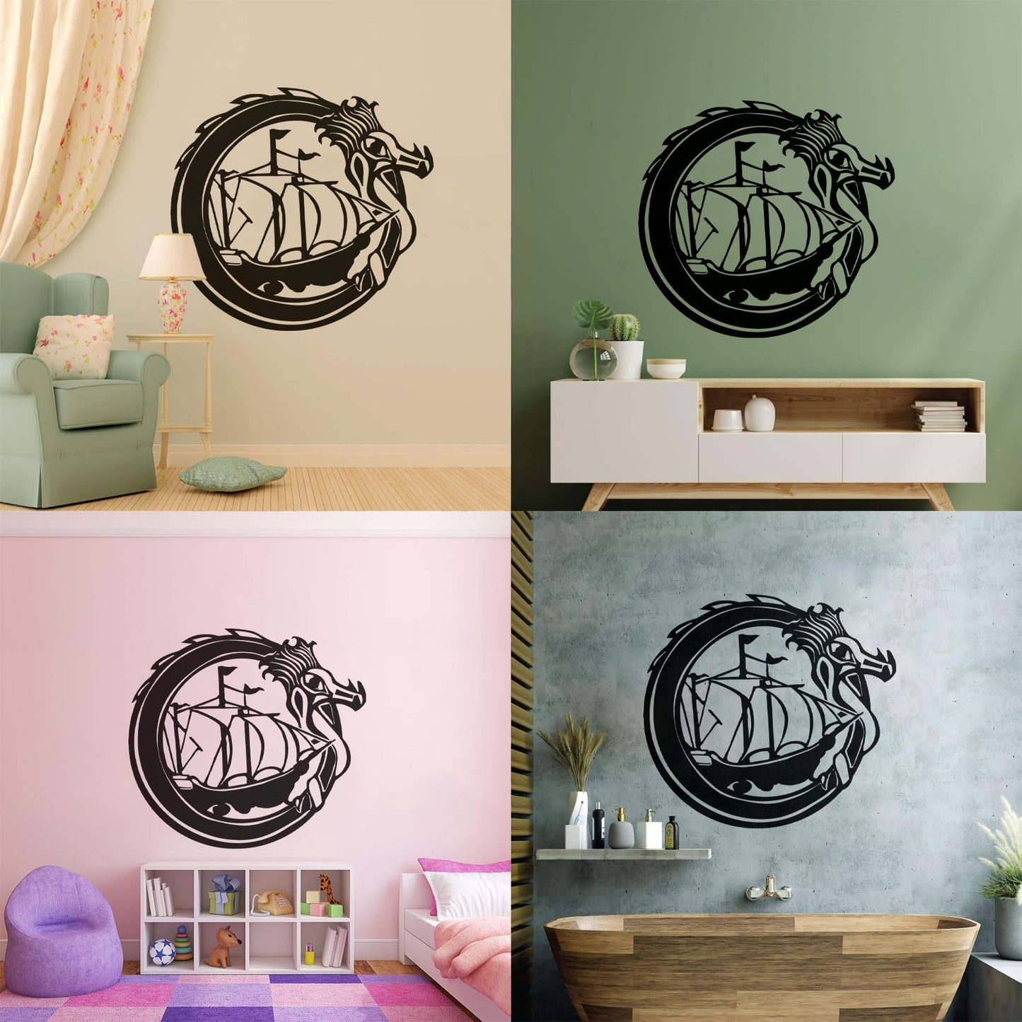 Wall Decals Celtic Dragon Viking Ship Boat Sail Sailor Personalized Customization