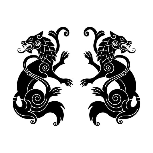 Mural And Wall Vinyl Decal Celtic Ornament Animals Wolves Predator Wall Beautification