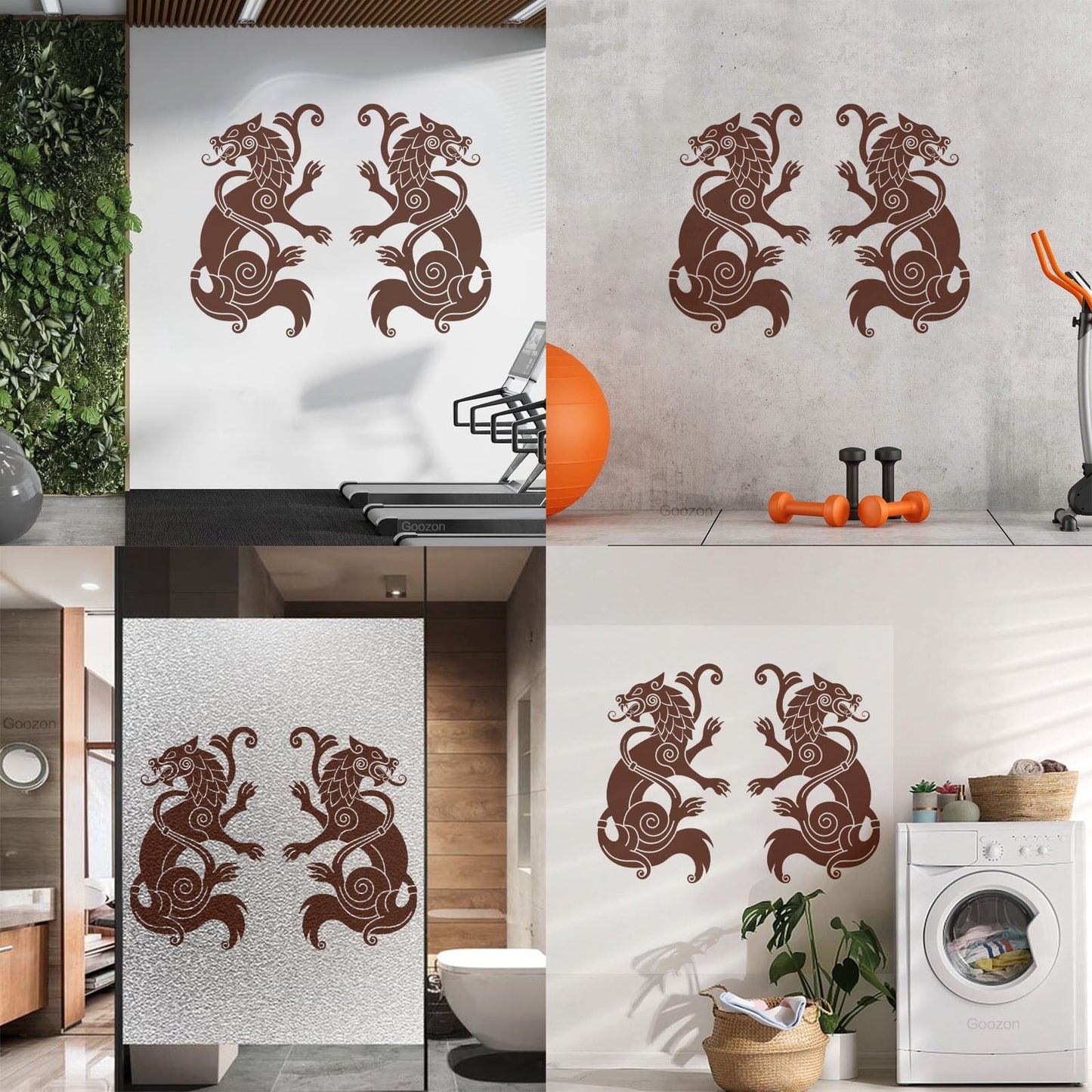 Mural And Wall Vinyl Decal Celtic Ornament Animals Wolves Predator Wall Beautification