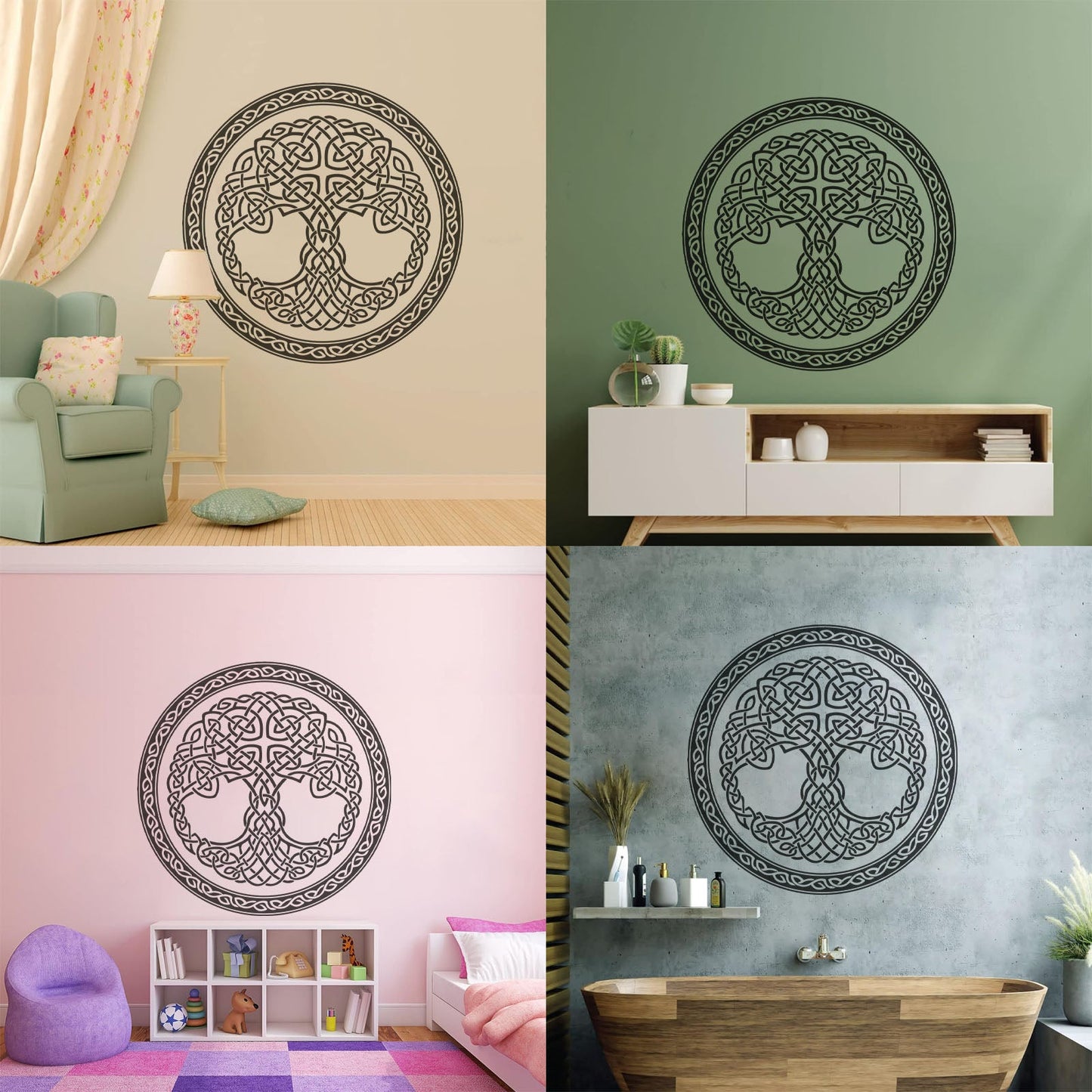 Wall Stickers Paster Paper Celtic Ornament Circle Tree Of Life Symbol Car Body Decoration