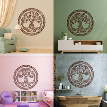 Wall Stickers Paster Paper Celtic Ornament Circle Tree Of Life Symbol Car Body Decoration