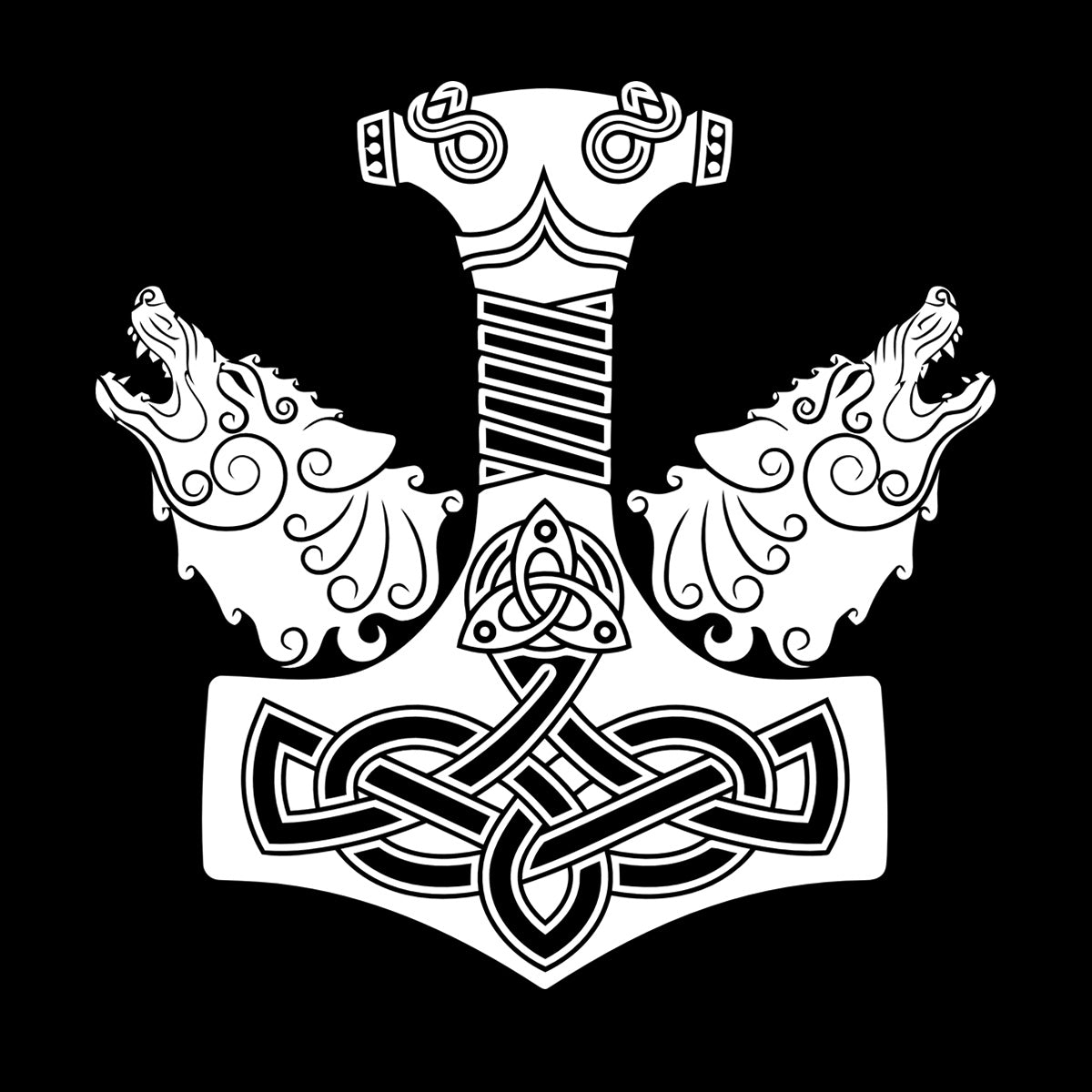 Wall Decals Pvc Celtic Ornament Viking Sword Handle Two Wolf Heads Multi Color Selection