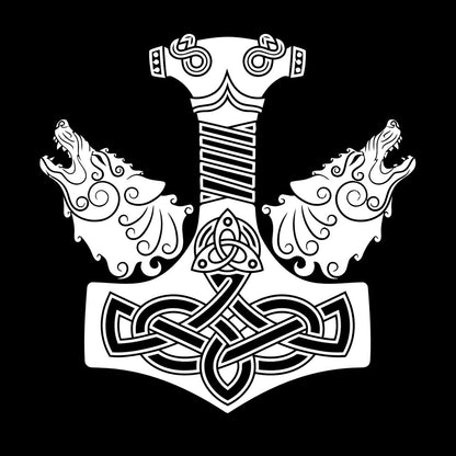 Wall Decals Pvc Celtic Ornament Viking Sword Handle Two Wolf Heads Multi Color Selection