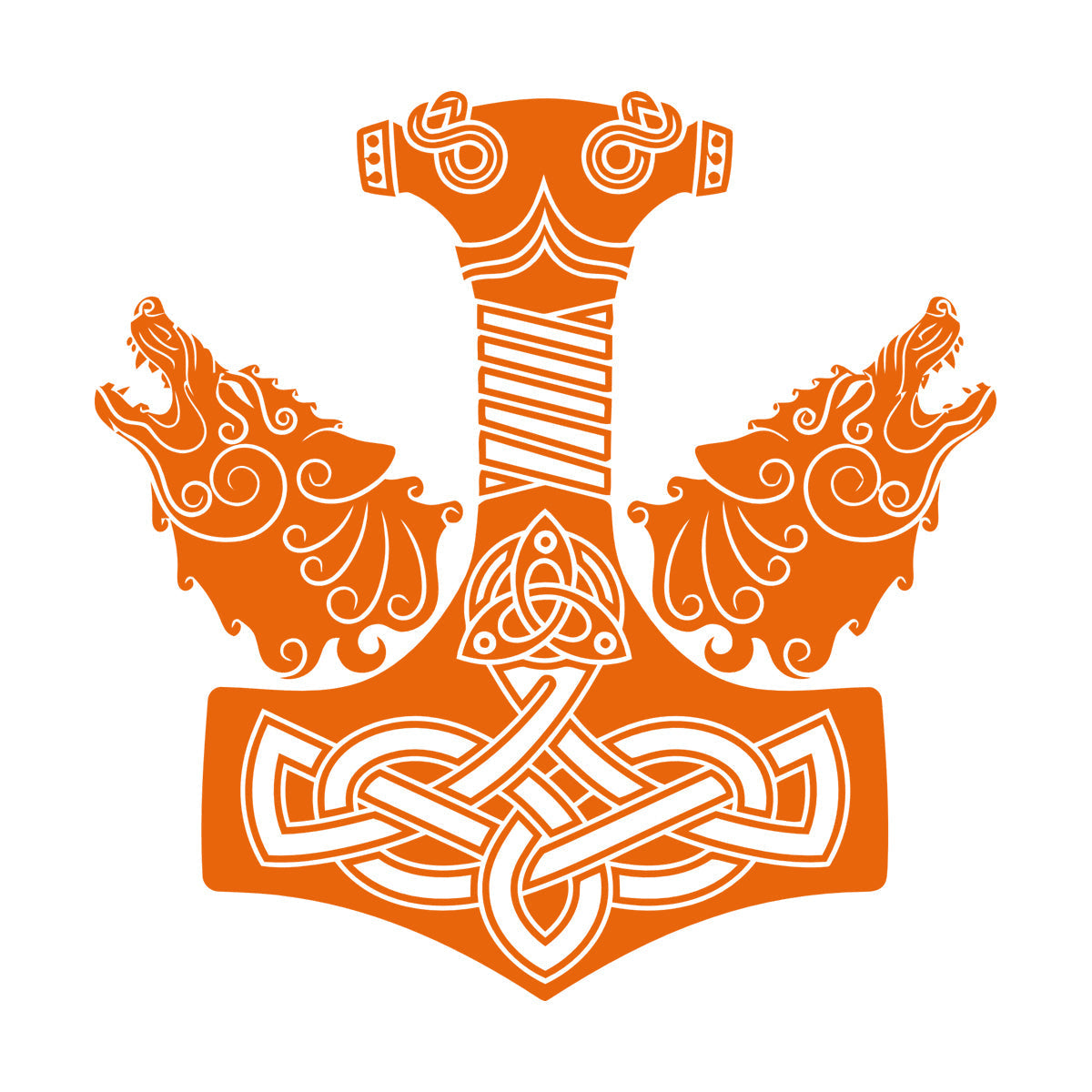 Wall Decals Pvc Celtic Ornament Viking Sword Handle Two Wolf Heads Multi Color Selection