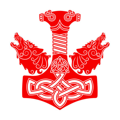 Wall Decals Pvc Celtic Ornament Viking Sword Handle Two Wolf Heads Multi Color Selection