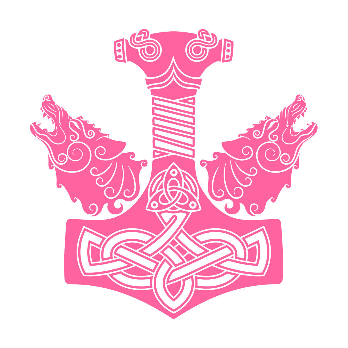 Wall Decals Pvc Celtic Ornament Viking Sword Handle Two Wolf Heads Multi Color Selection