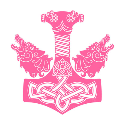 Wall Decals Pvc Celtic Ornament Viking Sword Handle Two Wolf Heads Multi Color Selection