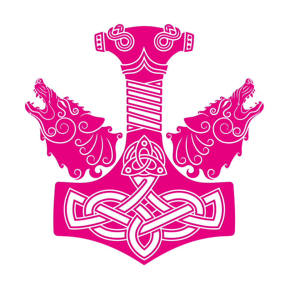 Wall Decals Pvc Celtic Ornament Viking Sword Handle Two Wolf Heads Multi Color Selection