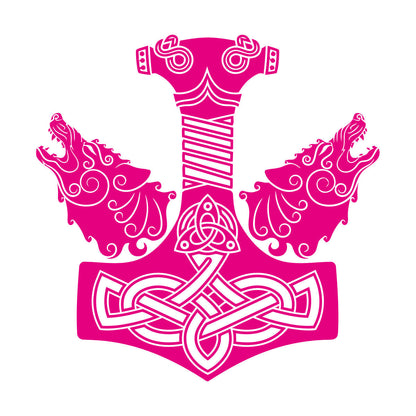 Wall Decals Pvc Celtic Ornament Viking Sword Handle Two Wolf Heads Multi Color Selection