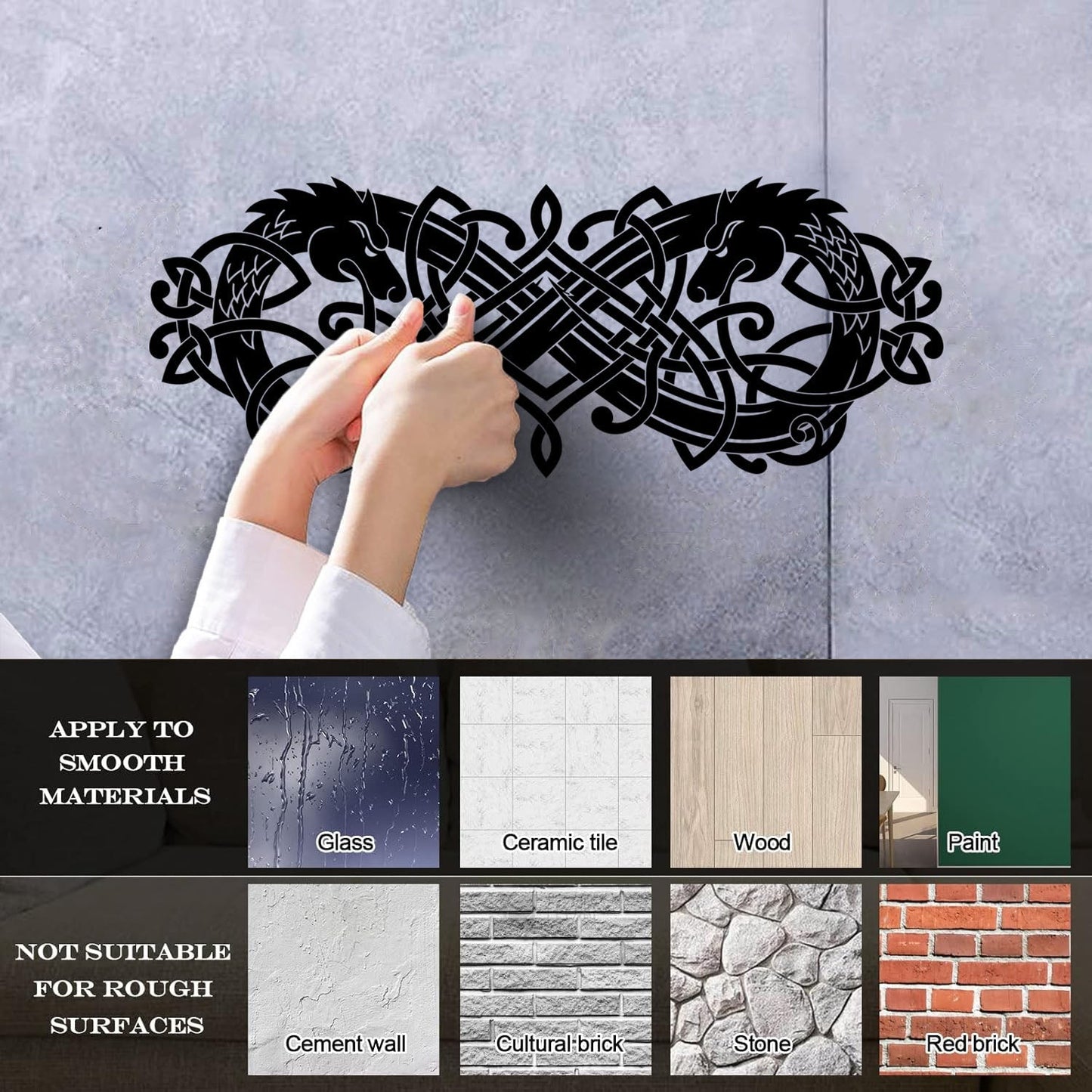 Lettering Stickers Celtic Ornament Wolf Head Animal Predator Equipped With Transfer Film Kit