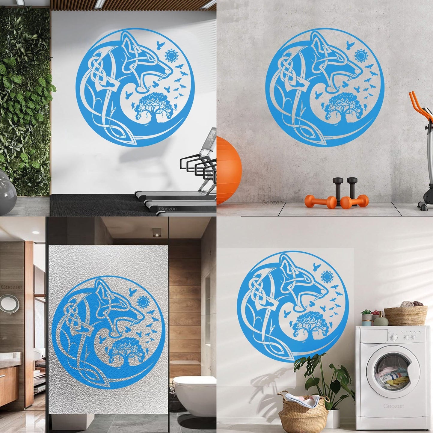 Celtic Symbols Wolf Tree Birds Patterns Sun Fine Carving Stickers Wall Beautification