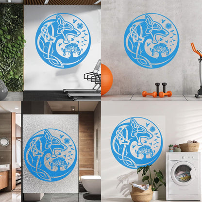 Celtic Symbols Wolf Tree Birds Patterns Sun Fine Carving Stickers Wall Beautification