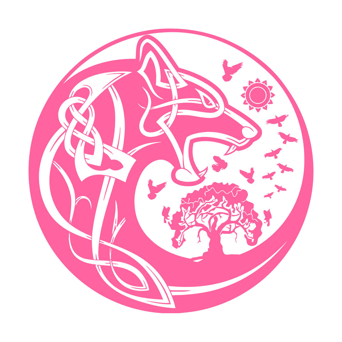 Celtic Symbols Wolf Tree Birds Patterns Sun Fine Carving Stickers Wall Beautification