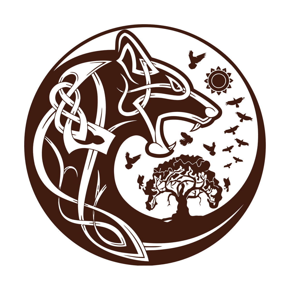 Celtic Symbols Wolf Tree Birds Patterns Sun Fine Carving Stickers Wall Beautification