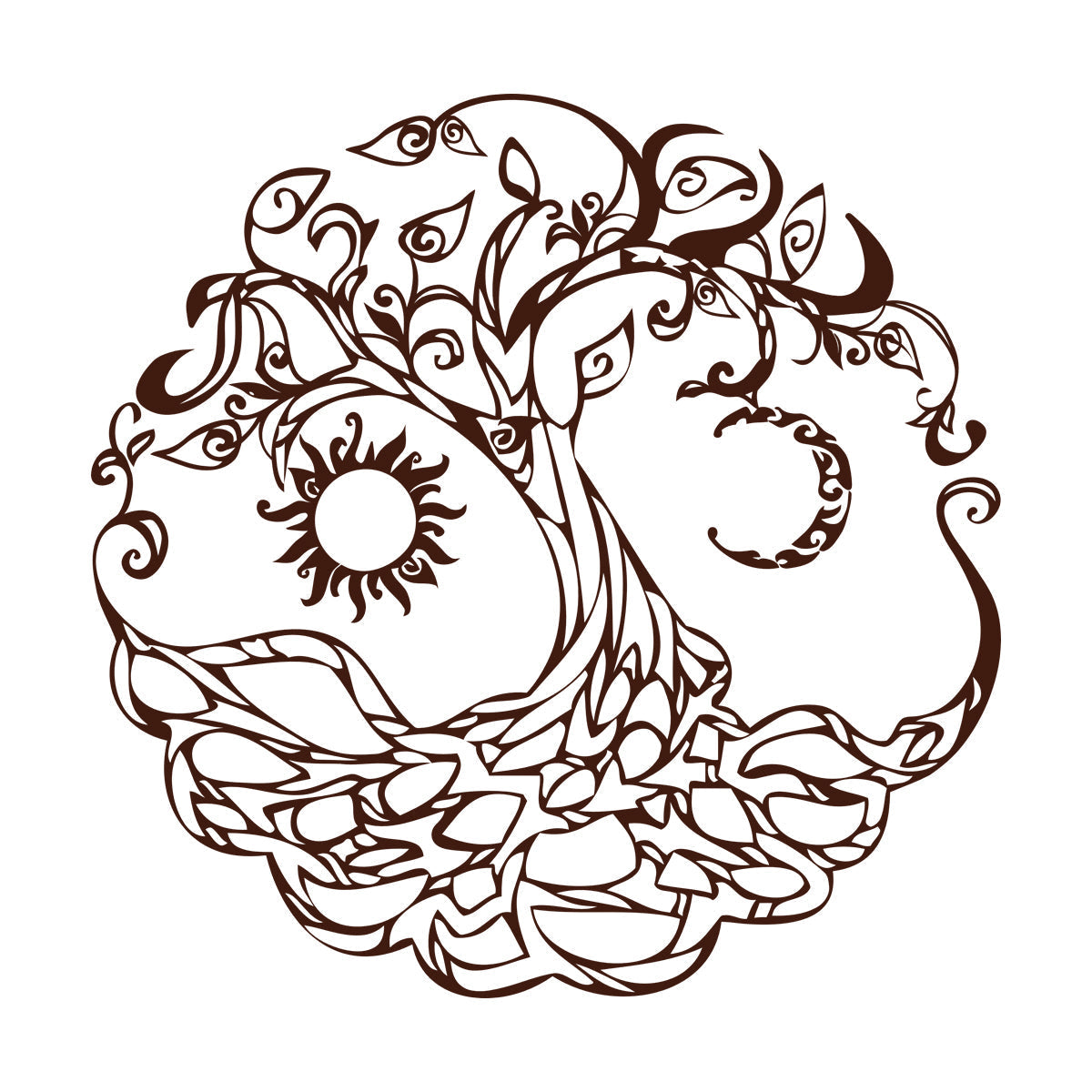 Vinyl Art Sticker Tree Of Life Celtic Symbol Moon Sun Day Night Living Wall Beautification