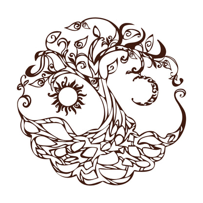 Vinyl Art Sticker Tree Of Life Celtic Symbol Moon Sun Day Night Living Wall Beautification