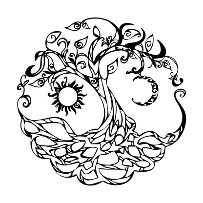 Vinyl Art Sticker Tree Of Life Celtic Symbol Moon Sun Day Night Living Wall Beautification