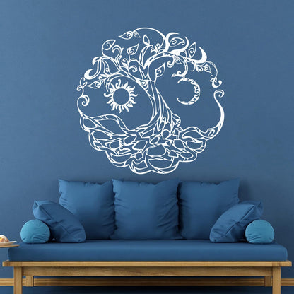 Vinyl Art Sticker Tree Of Life Celtic Symbol Moon Sun Day Night Living Wall Beautification
