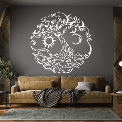 Vinyl Art Sticker Tree Of Life Celtic Symbol Moon Sun Day Night Living Wall Beautification