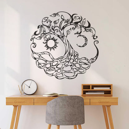 Vinyl Art Sticker Tree Of Life Celtic Symbol Moon Sun Day Night Living Wall Beautification