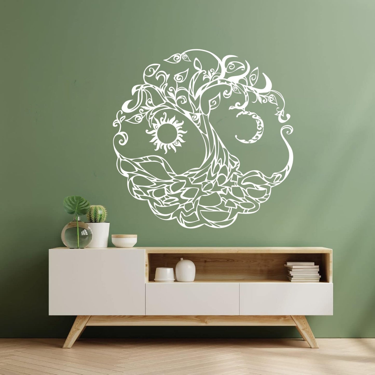Vinyl Art Sticker Tree Of Life Celtic Symbol Moon Sun Day Night Living Wall Beautification