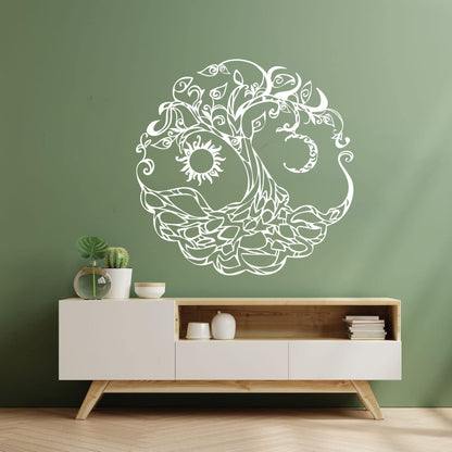 Vinyl Art Sticker Tree Of Life Celtic Symbol Moon Sun Day Night Living Wall Beautification