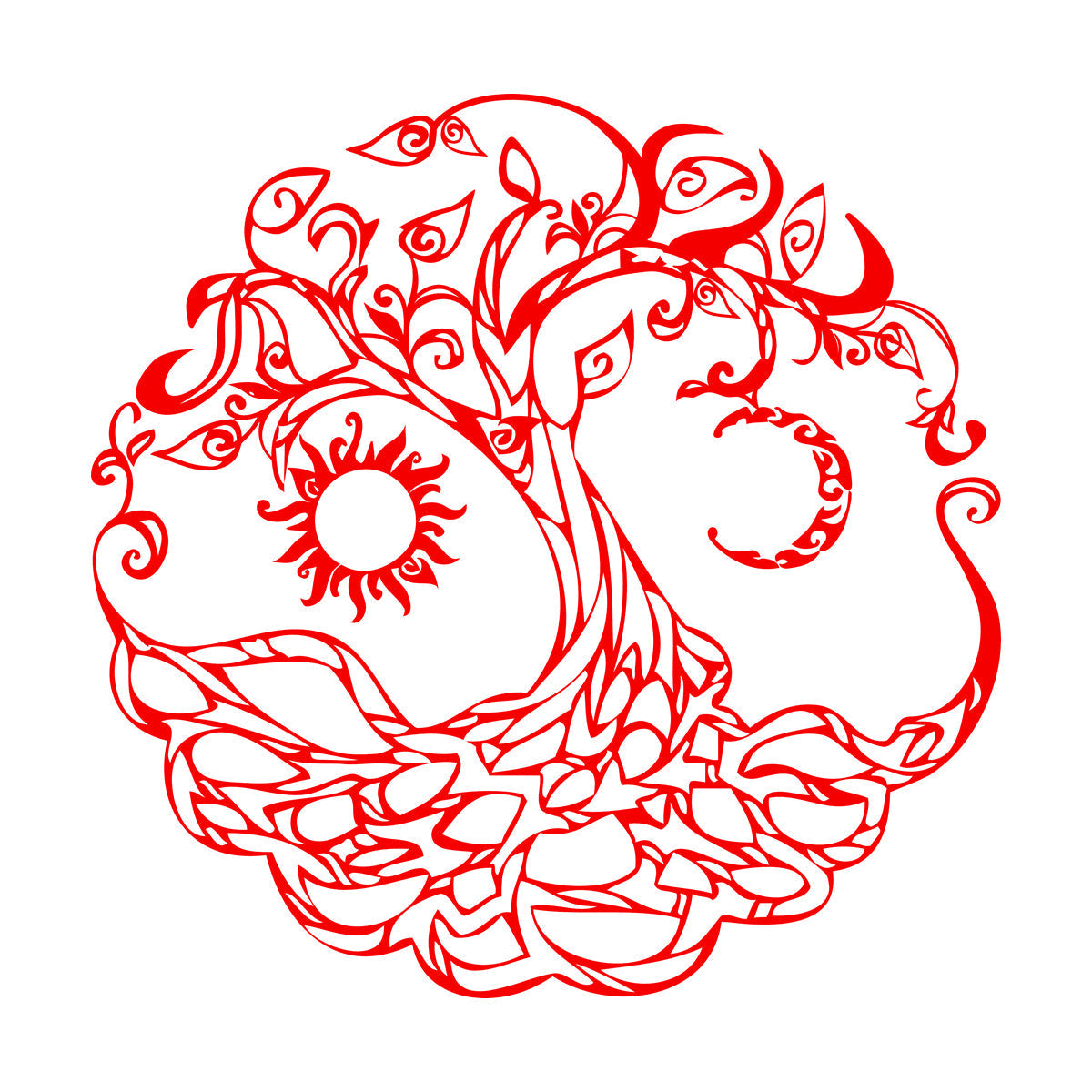 Vinyl Art Sticker Tree Of Life Celtic Symbol Moon Sun Day Night Living Wall Beautification