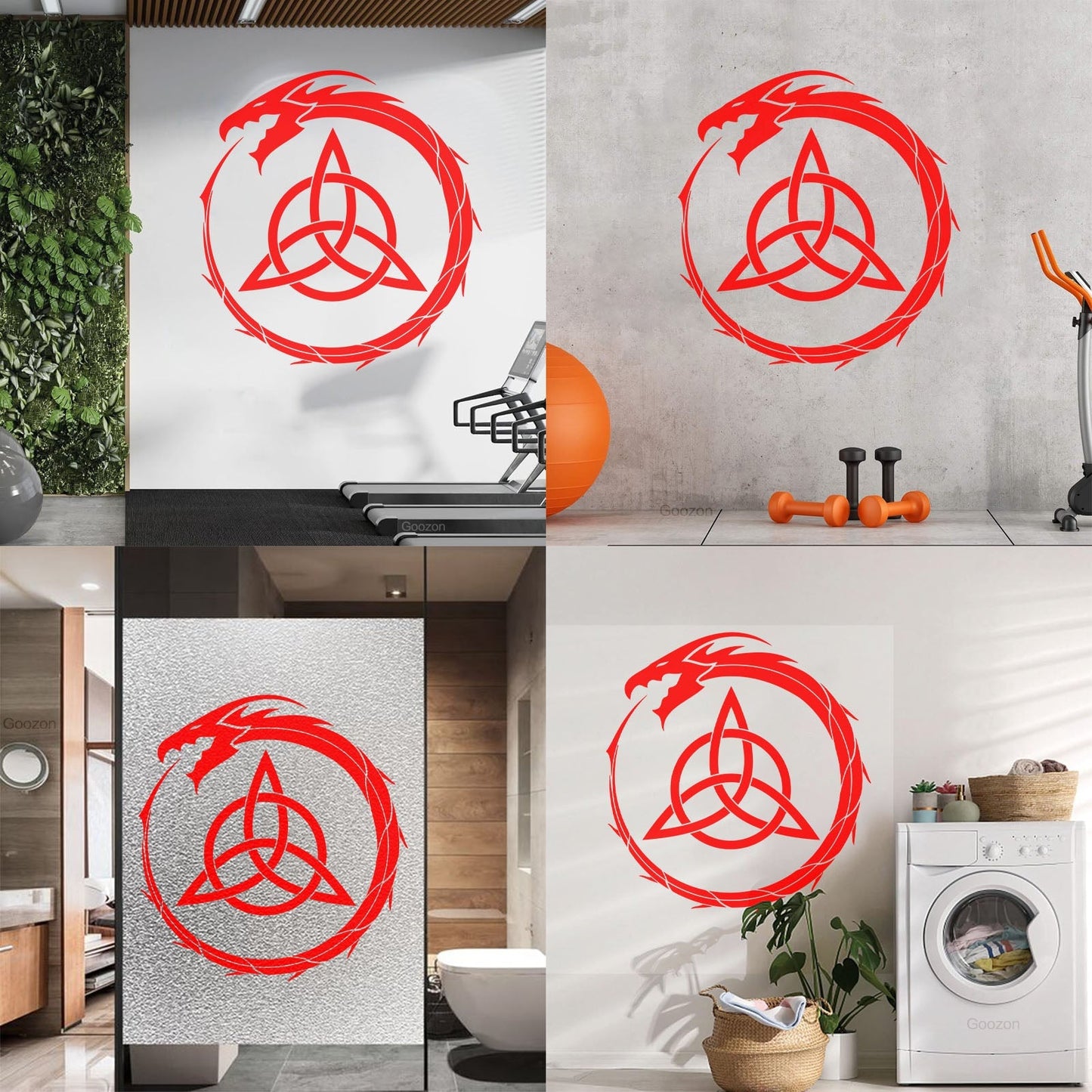 Wall Decals Pvc Decalceltic Dragon Trefoil Irish Symbol Circle Glass Stickers