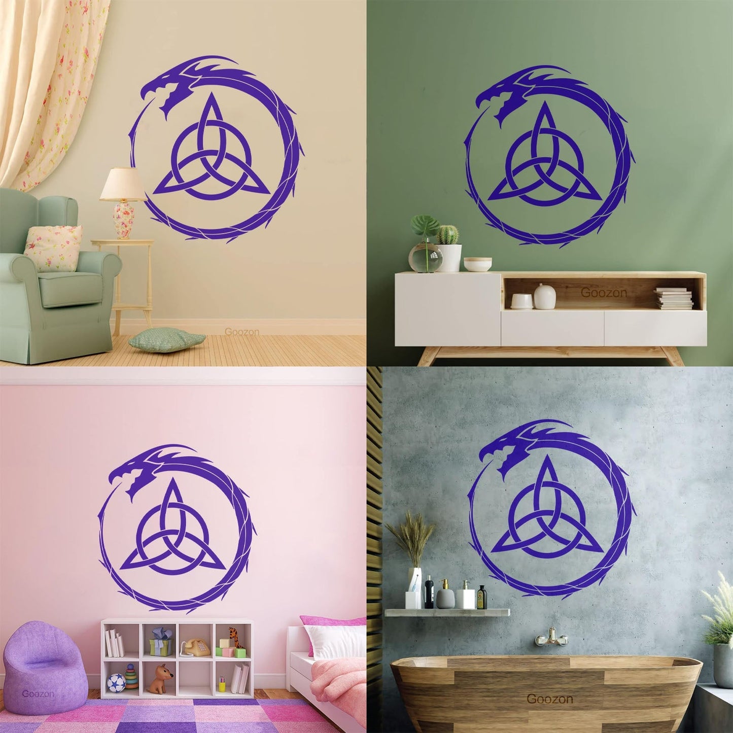 Wall Decals Pvc Decalceltic Dragon Trefoil Irish Symbol Circle Glass Stickers