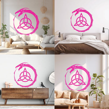 Wall Decals Pvc Decalceltic Dragon Trefoil Irish Symbol Circle Glass Stickers