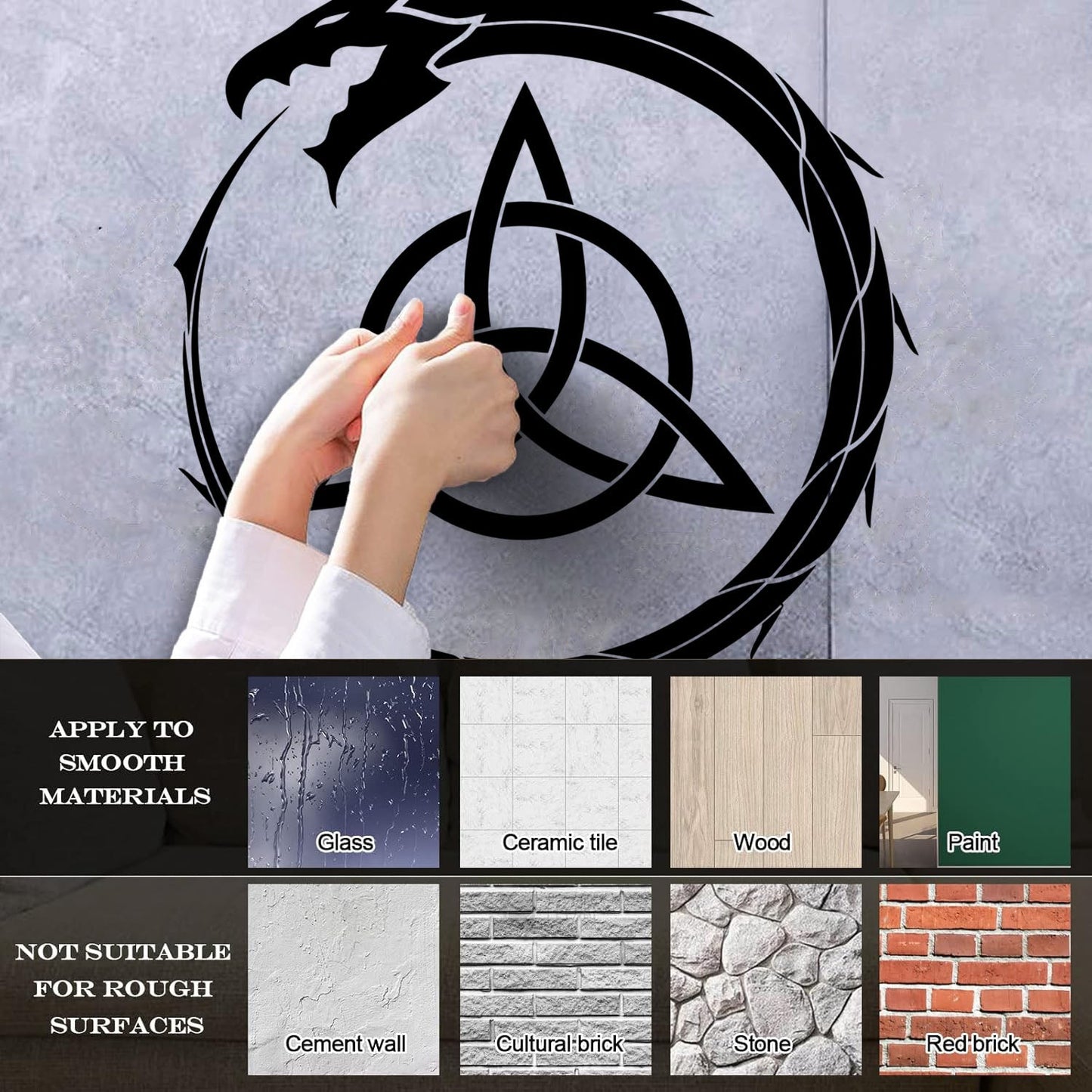 Wall Decals Pvc Decalceltic Dragon Trefoil Irish Symbol Circle Glass Stickers