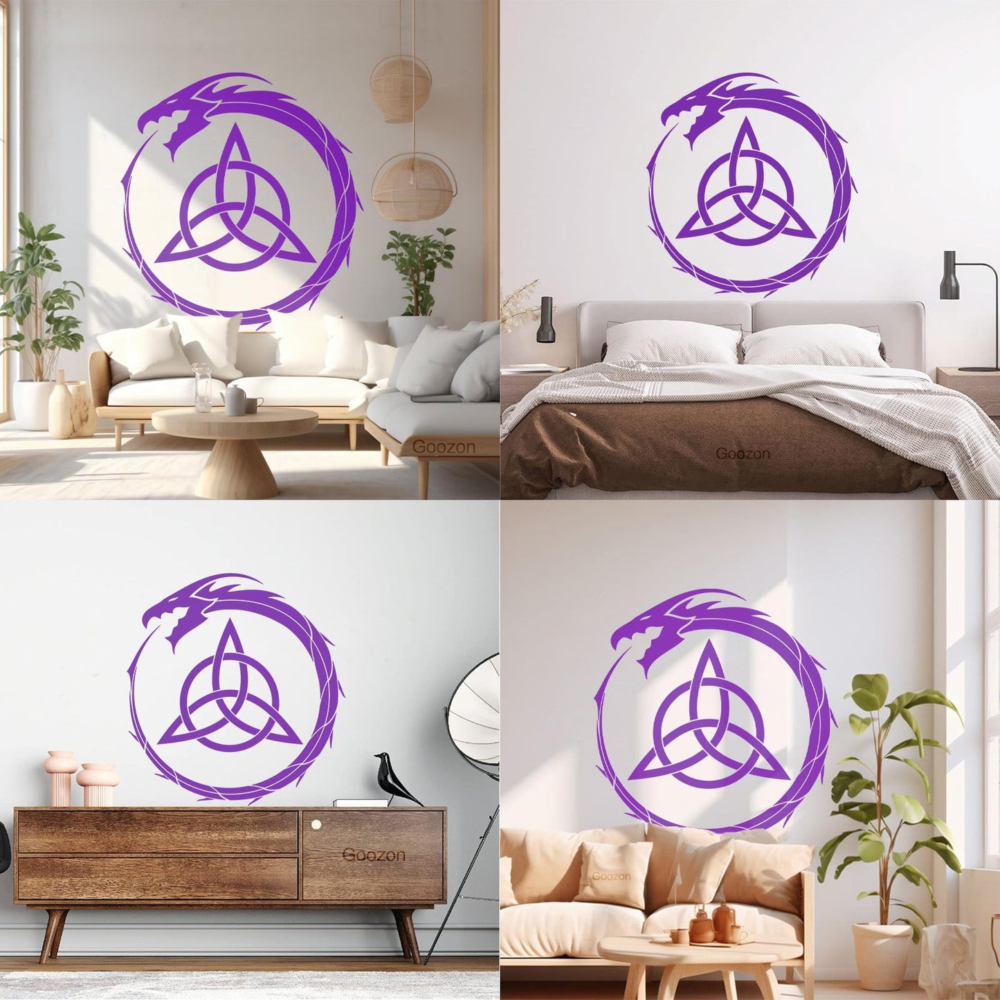 Wall Decals Pvc Decalceltic Dragon Trefoil Irish Symbol Circle Glass Stickers