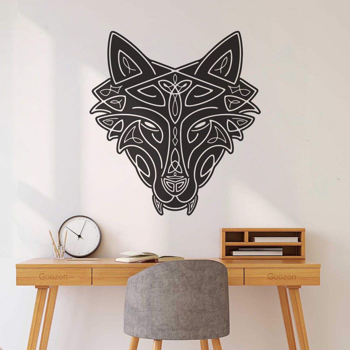 Vinyl Wall Stickers Wild Wolf Celtic Animal Head Ornament Removable Without Leaving Glue