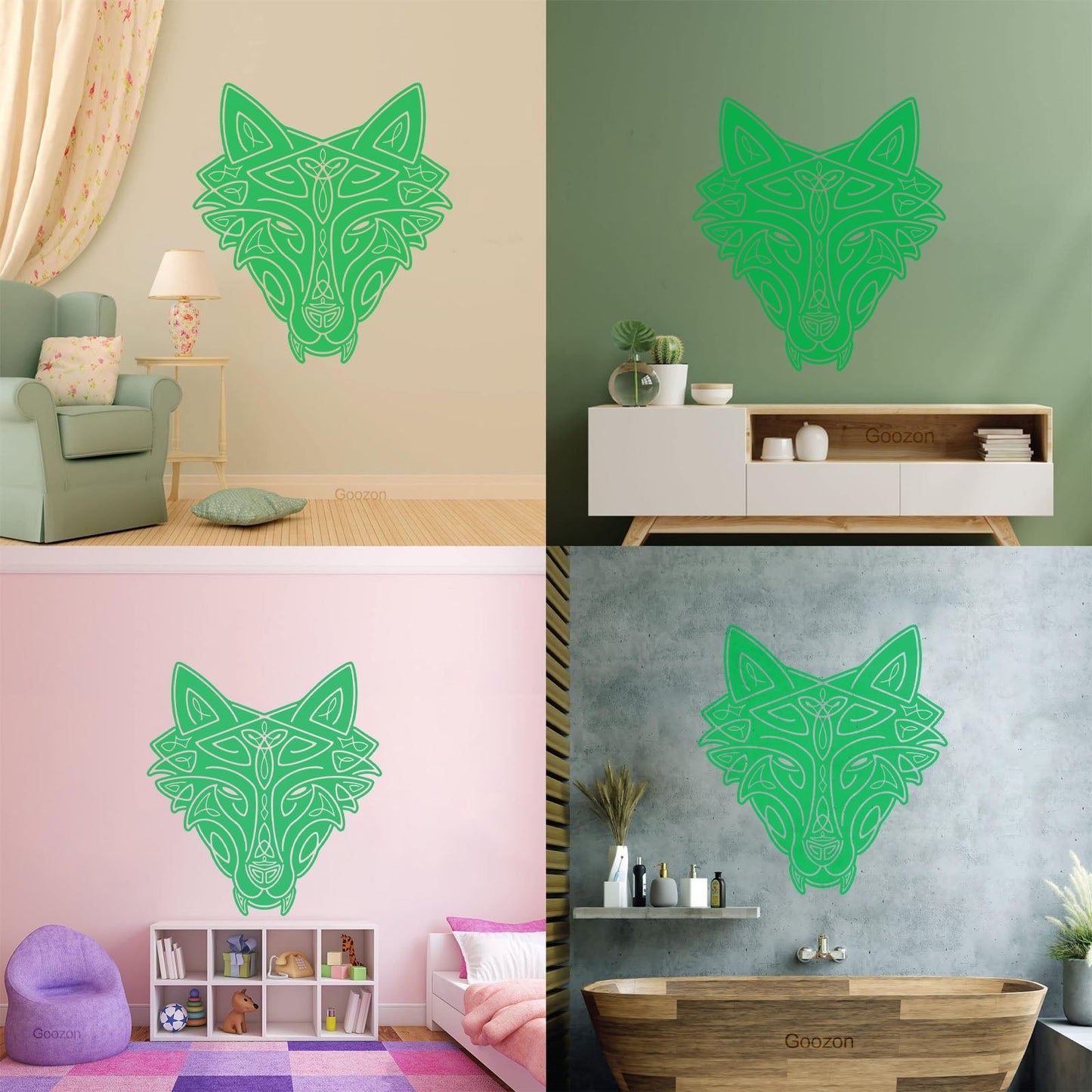 Vinyl Wall Stickers Wild Wolf Celtic Animal Head Ornament Removable Without Leaving Glue