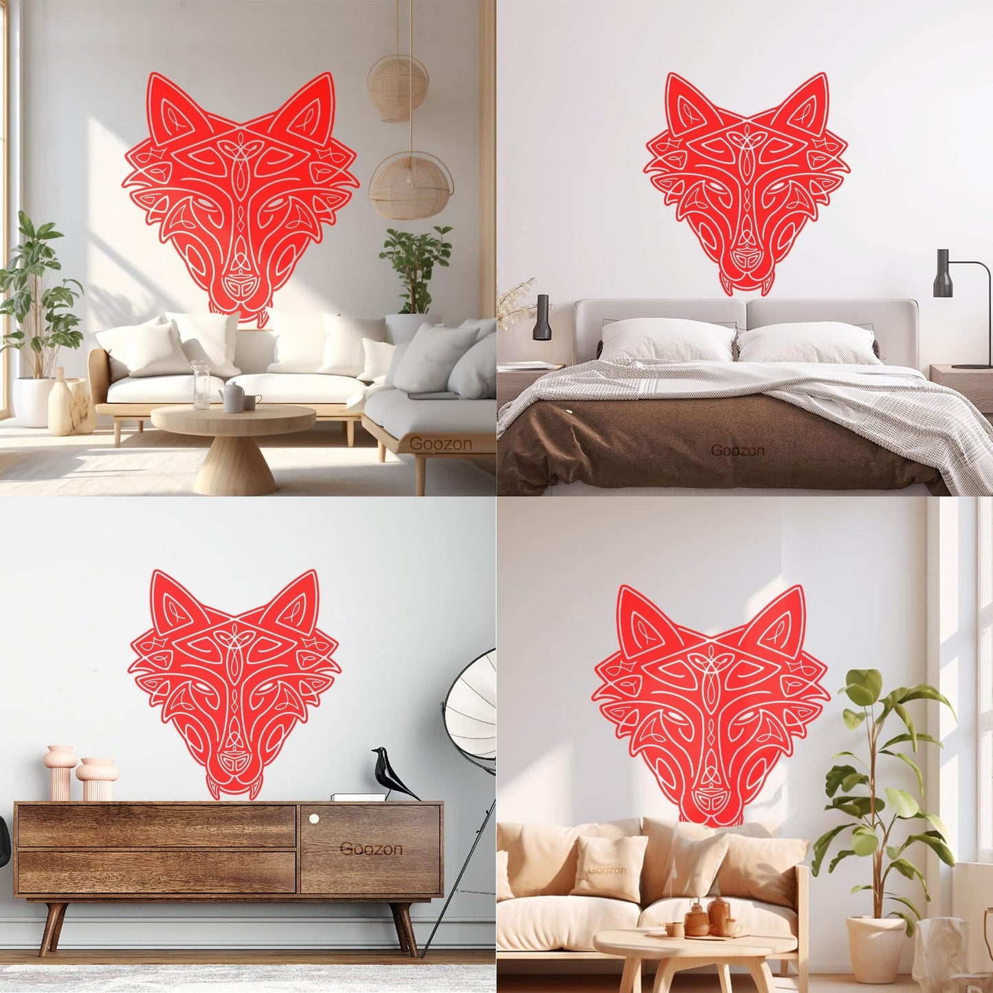 Vinyl Wall Stickers Wild Wolf Celtic Animal Head Ornament Removable Without Leaving Glue