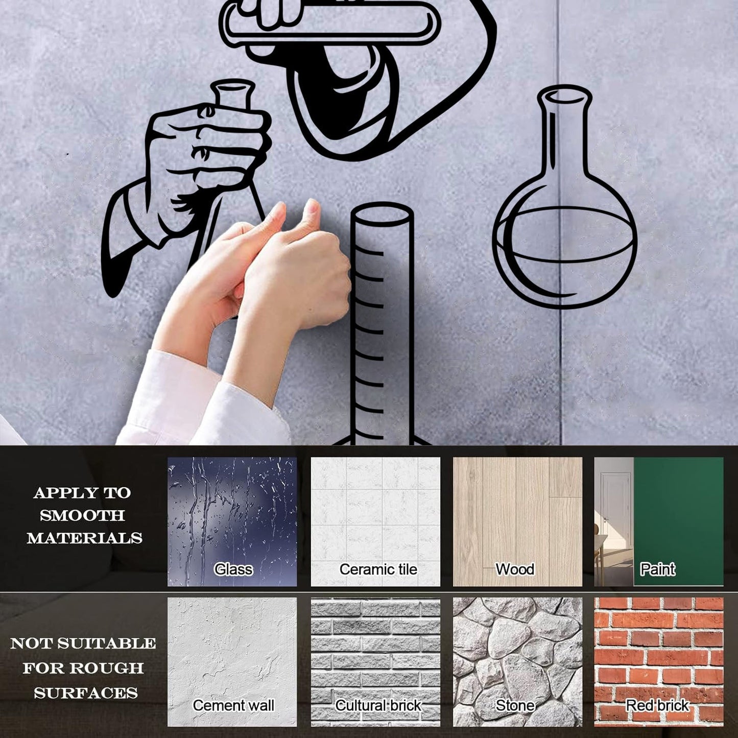 Vinyl Wall Stickers Chemical Lab School Classroom Chemistry Glass Stickers