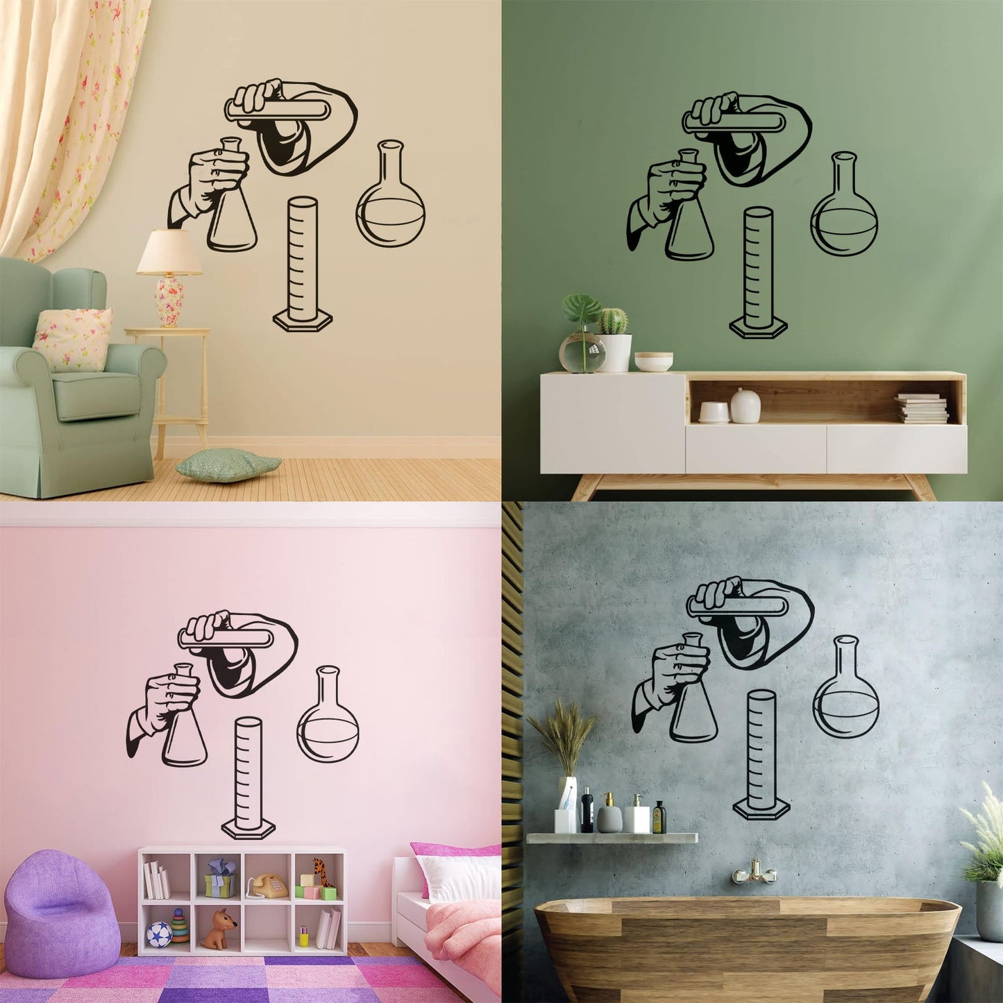 Vinyl Wall Stickers Chemical Lab School Classroom Chemistry Glass Stickers