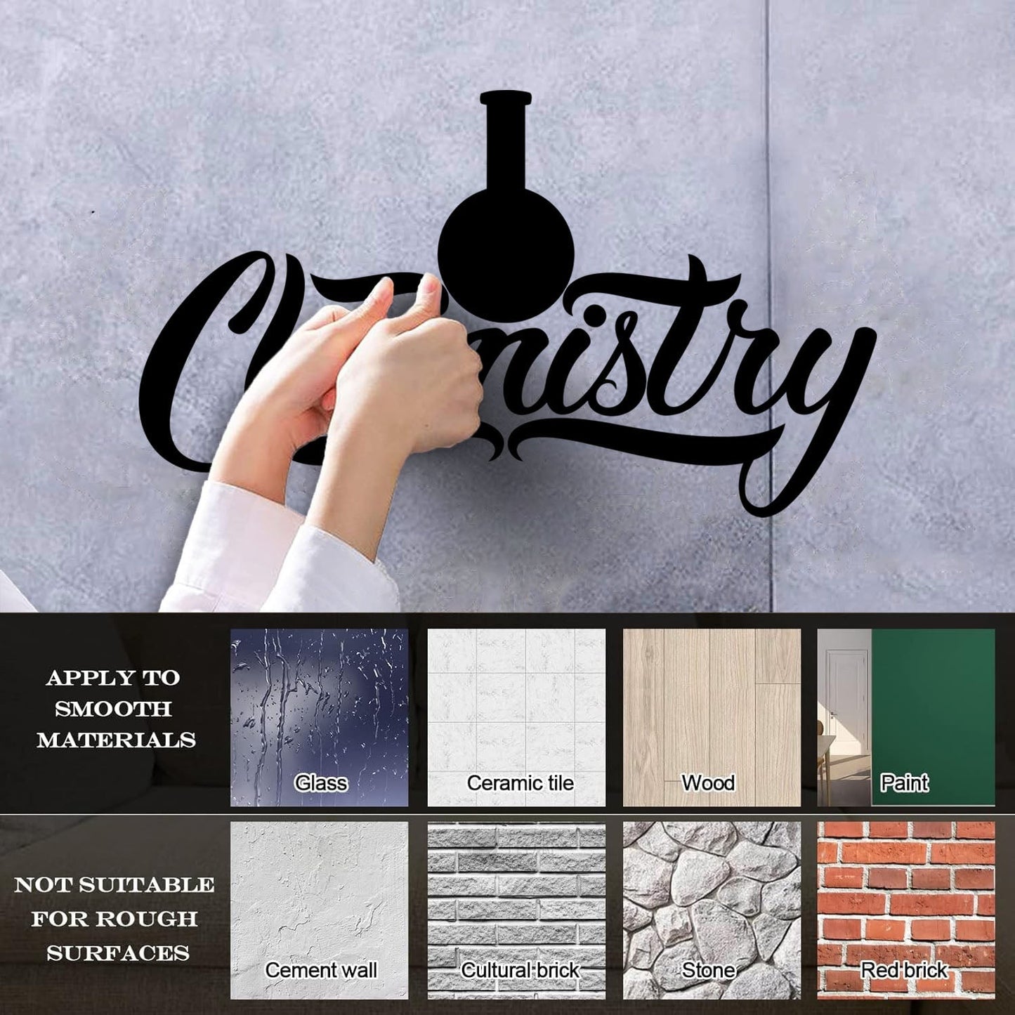 Vinyl Wall Decals Chemistry Glassware Words Lab Classroom School Tattoo Culture