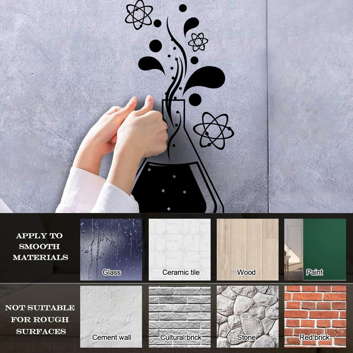 Wall Stickers Chemistry Science Atom Molecules School Easy Installation