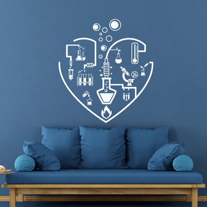 I Love Chemistry Lab School Laboratory Glassware Vinyl Wall Stickers Wall Beautification