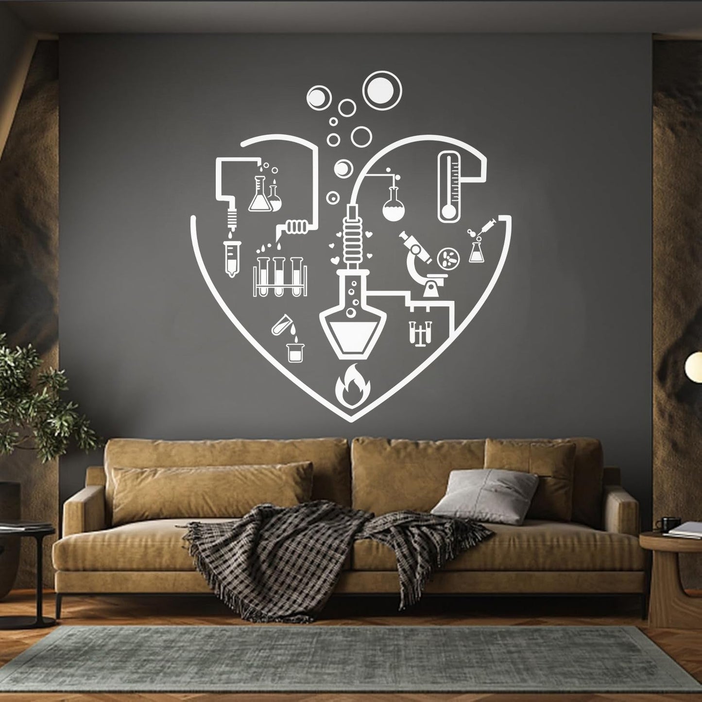 I Love Chemistry Lab School Laboratory Glassware Vinyl Wall Stickers Wall Beautification