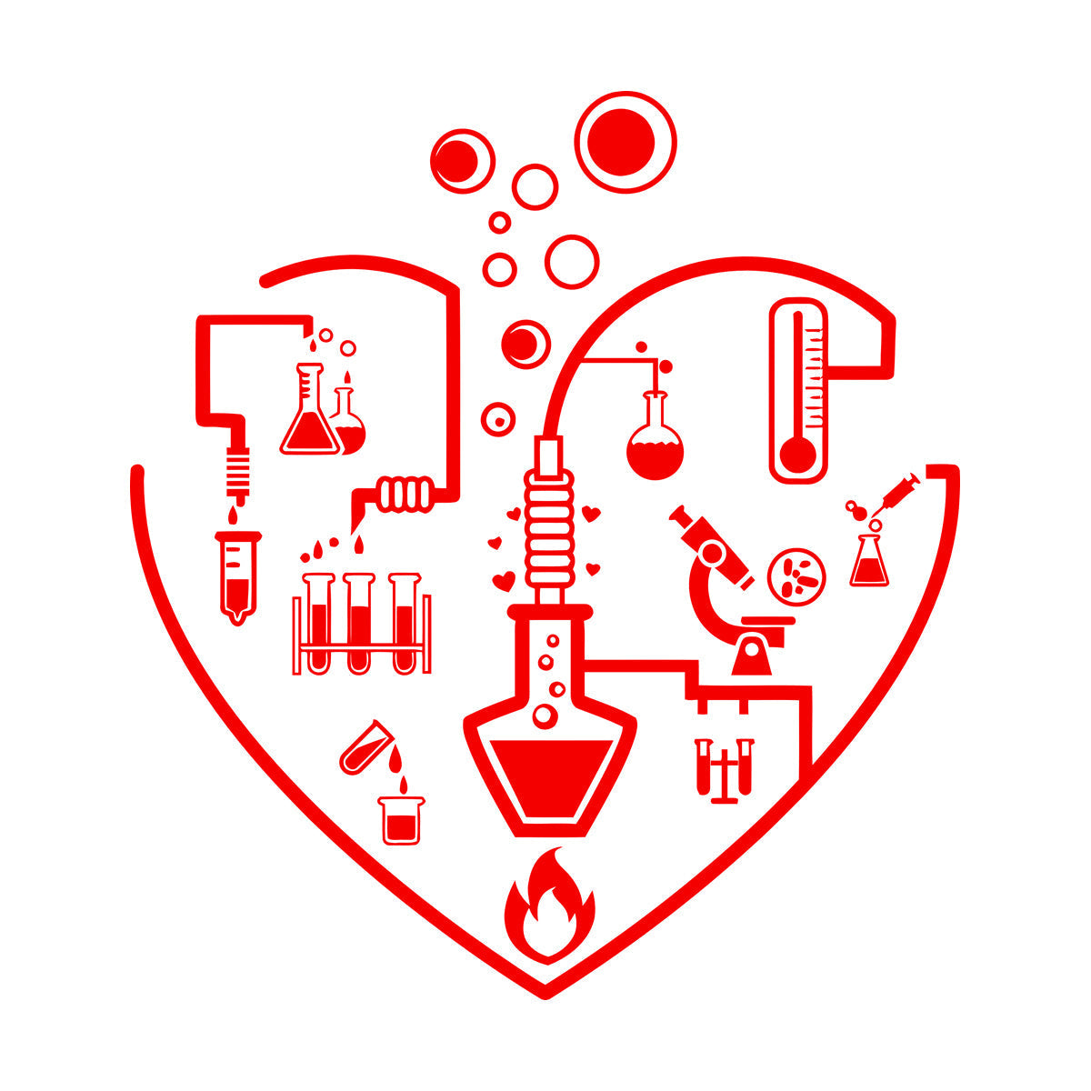 I Love Chemistry Lab School Laboratory Glassware Vinyl Wall Stickers Wall Beautification