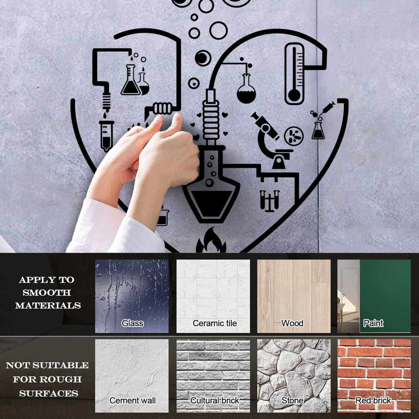 I Love Chemistry Lab School Laboratory Glassware Vinyl Wall Stickers Wall Beautification