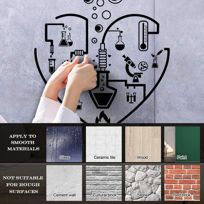 I Love Chemistry Lab School Laboratory Glassware Vinyl Wall Stickers Wall Beautification