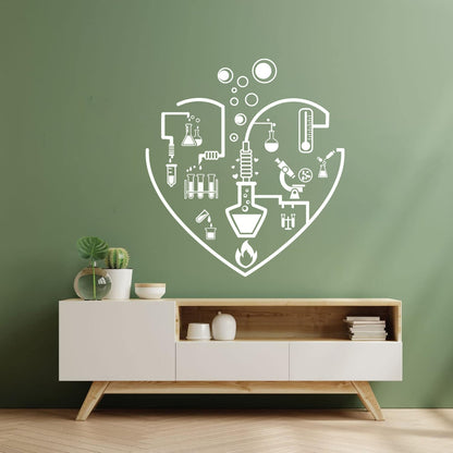 I Love Chemistry Lab School Laboratory Glassware Vinyl Wall Stickers Wall Beautification