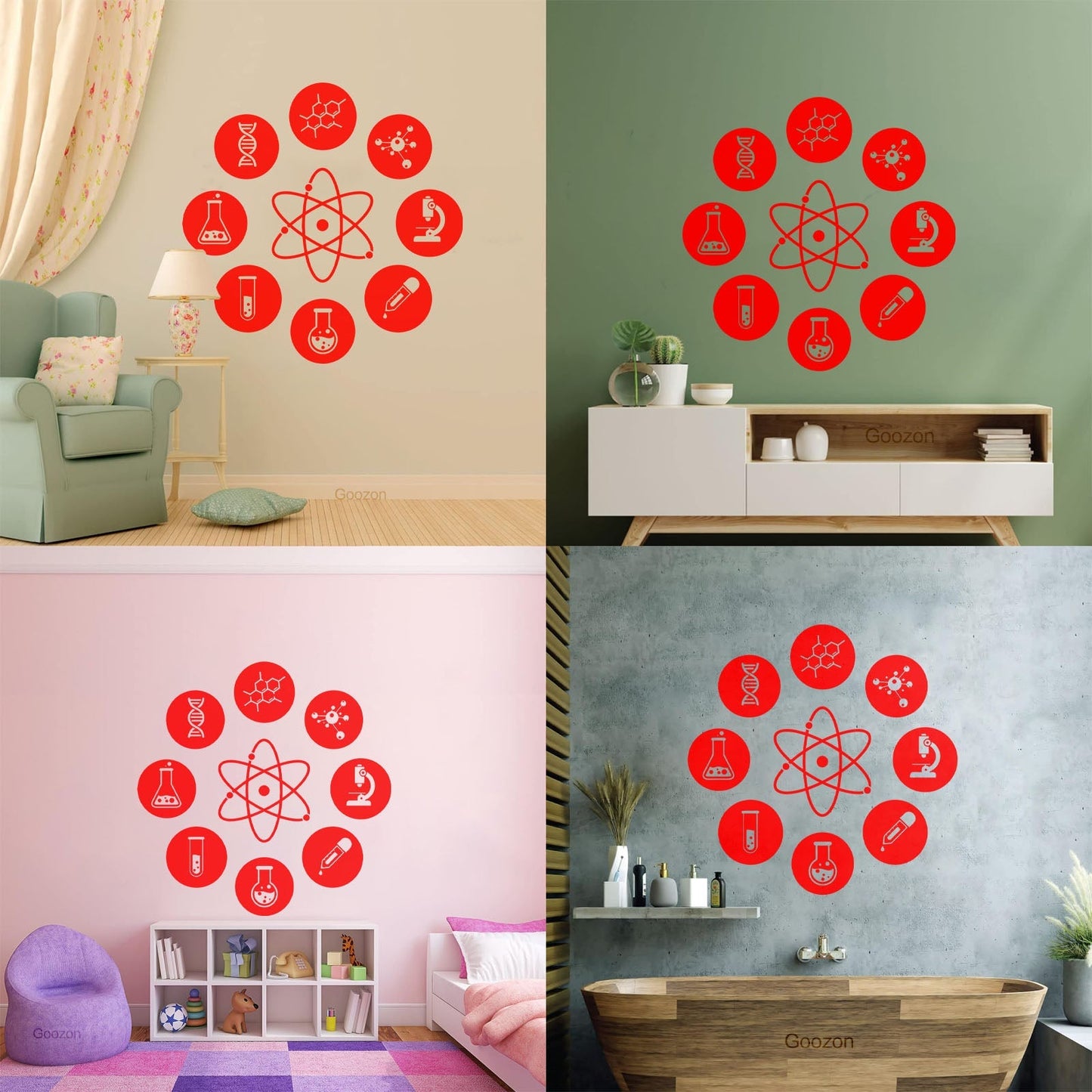 Wall Decals Pvc Science Atom Electron Science Chemistry Nuclear Physics Multiple Size Options