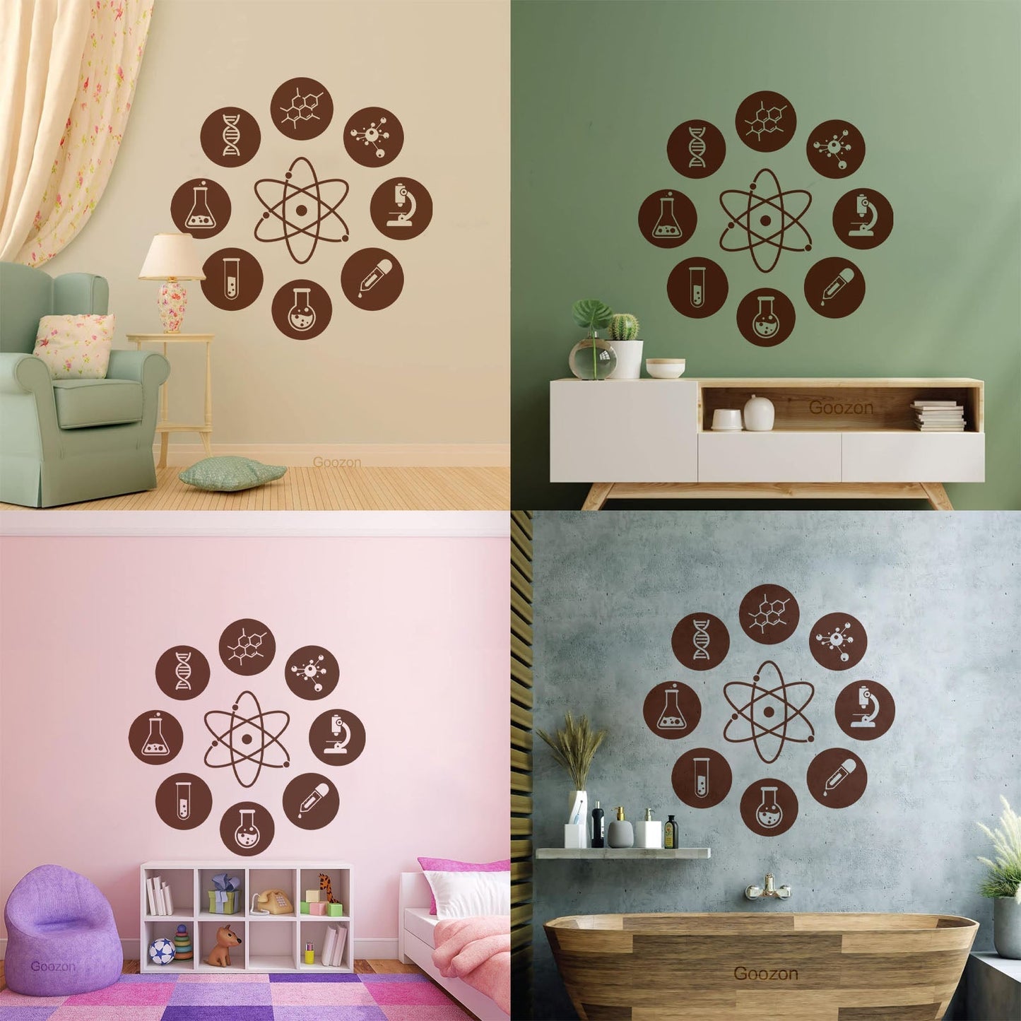Wall Decals Pvc Science Atom Electron Science Chemistry Nuclear Physics Multiple Size Options