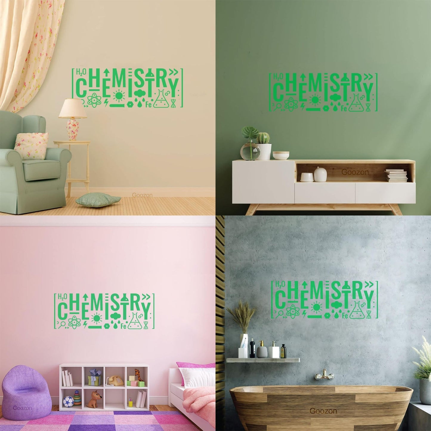 Engraving Decals Science Lettering Chemistry Teen Wall Beautification